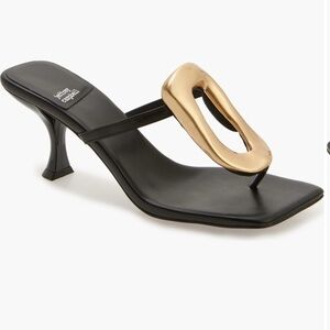 Jeffrey Campbell Linq-Up leather black and gold kitten heels NEW WITH TAGS